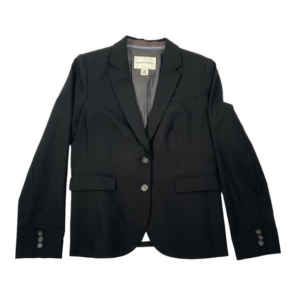 Banana Republic Women’s Black Wool Blazer long Sleeve Two Button Size 8P - Picture 8 of 14